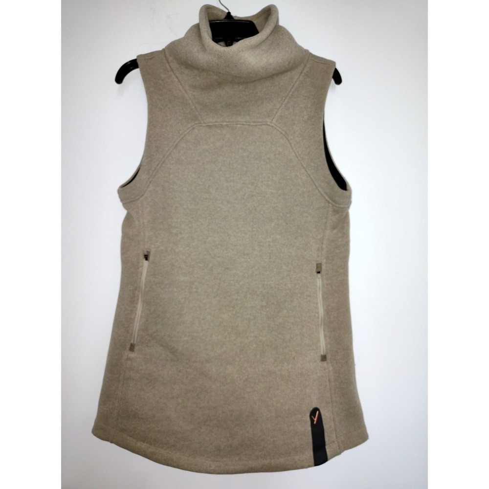 Indyeva Indygena Polartec Fleece Vest Womens Small Oatmeal Beige Cowl Neck Zip